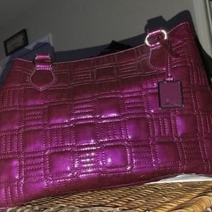Nine West Embossed Maroon Satchel Handbag